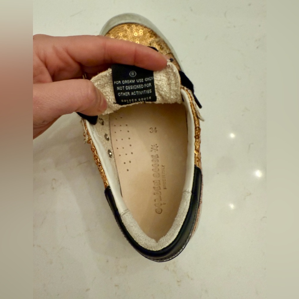 NEVER WORN Golden Goose Women's Sequin Gold and Pink Sneakers - Picture 3 of 6